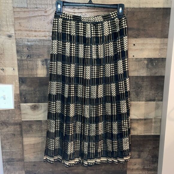 Raul Blanco Vintage 100% Silk Pleated Checkered Print Midi Skirt - Picture 6 of 6